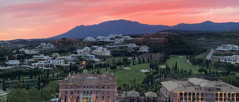 Terrace view; Villa Padierna Palace & Los Flamingos golf course, 9pm 9th April