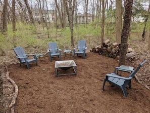 Nice Fire pit area nestled in the woods