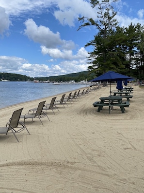 Freshly raked private beach