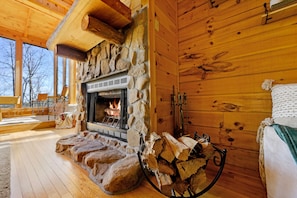 Wood burning fireplace
