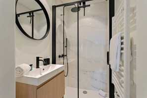 Splendid bathroom with walk-in shower