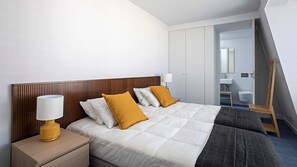 Spacious bed with AC with two twin bed and a built-in bathroom #airbnb #lisbon #portugal #pt bedroom