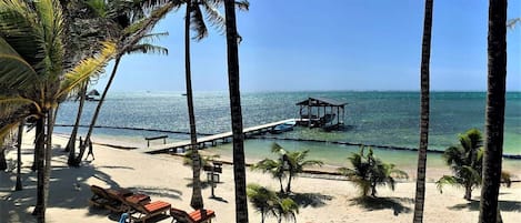 Private beach with pier