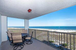 The balcony has panoramic views of the Gulf