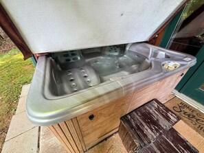 Inside 6 person hot tub!