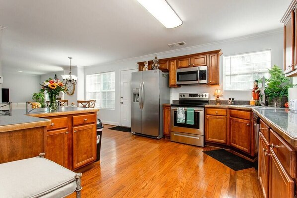 Open concept from Kitchen to Living room.
