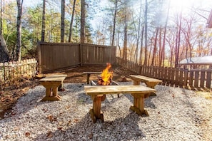 Private Firepit area easily accessible.