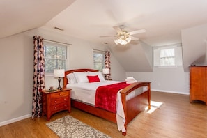 Second bedroom upstairs with queen bedroom.