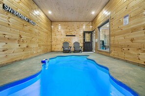 Indoor Pool - heated! 
(recently installed handrail and mural missing in photo)