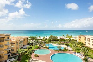 An astonishing view of the beach and pool area.