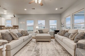 The living room is located right off the main entrance. 