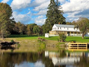 Swim, float and row in the pond. Or simply enjoy sitting on the dock