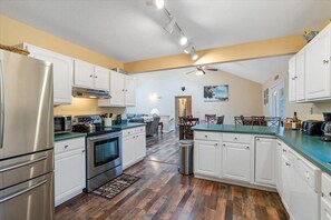 Fully stocked kitchen with nearly anything you might need.