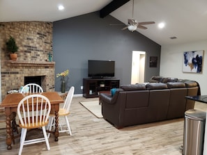 Living room with large TV