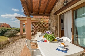 Dining table on covered terrace