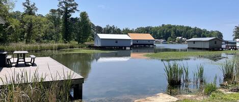 Hydrilla has been cleared within 20 ft of dock on side facing main channel.