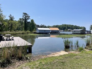 Hydrilla has been cleared within 20 ft of dock on side facing main channel.