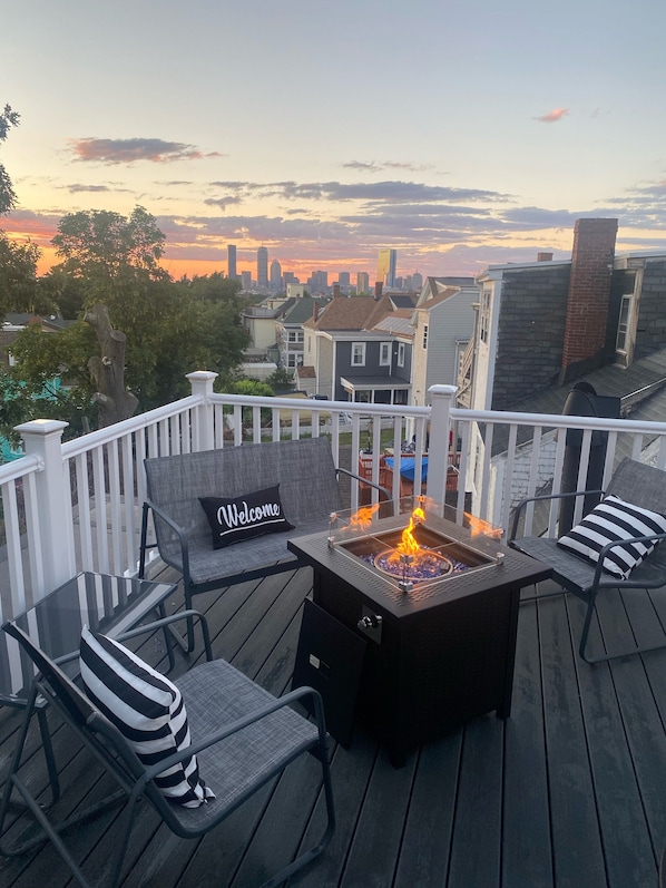Operational propane fire pit for aesthetic purposes only. *Seasonal use only*