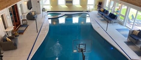 Indoor UV Filtered Heated Pool with Basketball/Volleyball/Sauna and TV