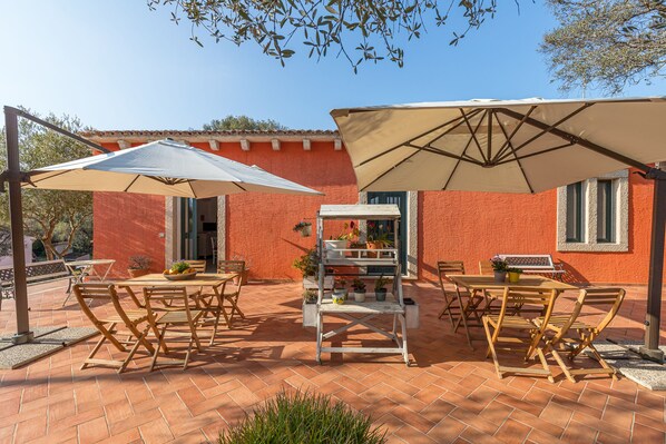 Outside shared terrace with private furniture