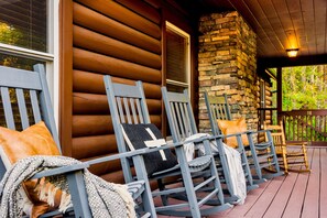 Relax in one of the rocking chairs on the front porch