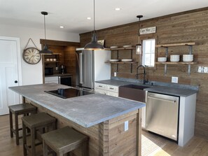 Kitchen area cook while looking at the bay…