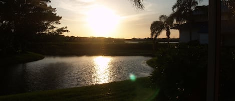 The sunset view from the master bedroom,  LR, & the full length DR mirrors .