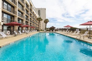 The large pool is a perfect way to cool off from the hot summer sun!