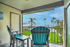 Balcony overlooking pool and the point where Boca Ciega and Tampa Bay meet

