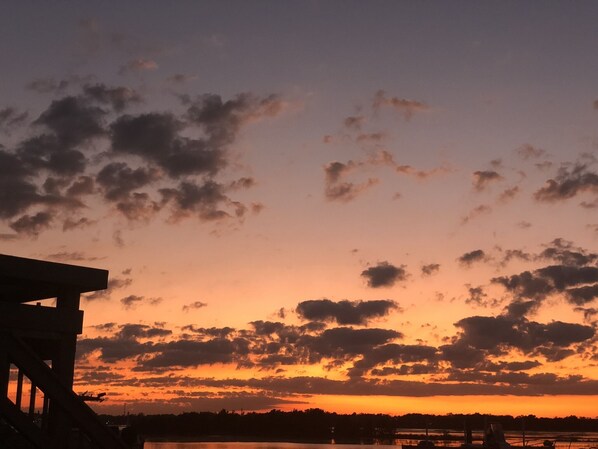 porch view at sunset