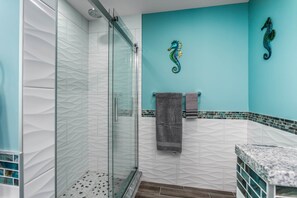 Shower, master bath (bathroom 1)