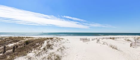 Beautiful beach, right off your steps.