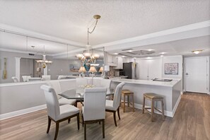 View of dining room and large kitchen area