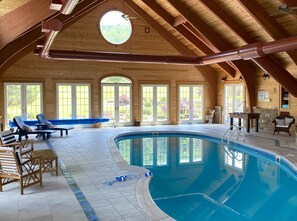 Indoor heated pool.  Open 365 days!  8' deep end.