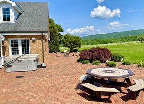 Back patio with hot tub