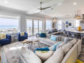 Living Room - Gulf Views + Beachfront Deck Access