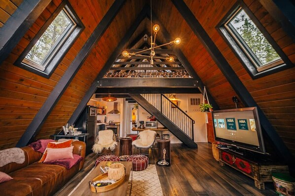 Living Room, Kitchen, Table (4 Stools), Sleeping Loft