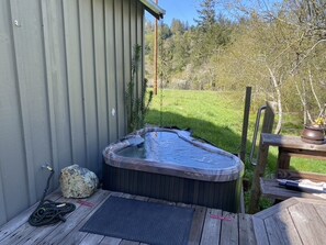 3 person hot tub off of deck 