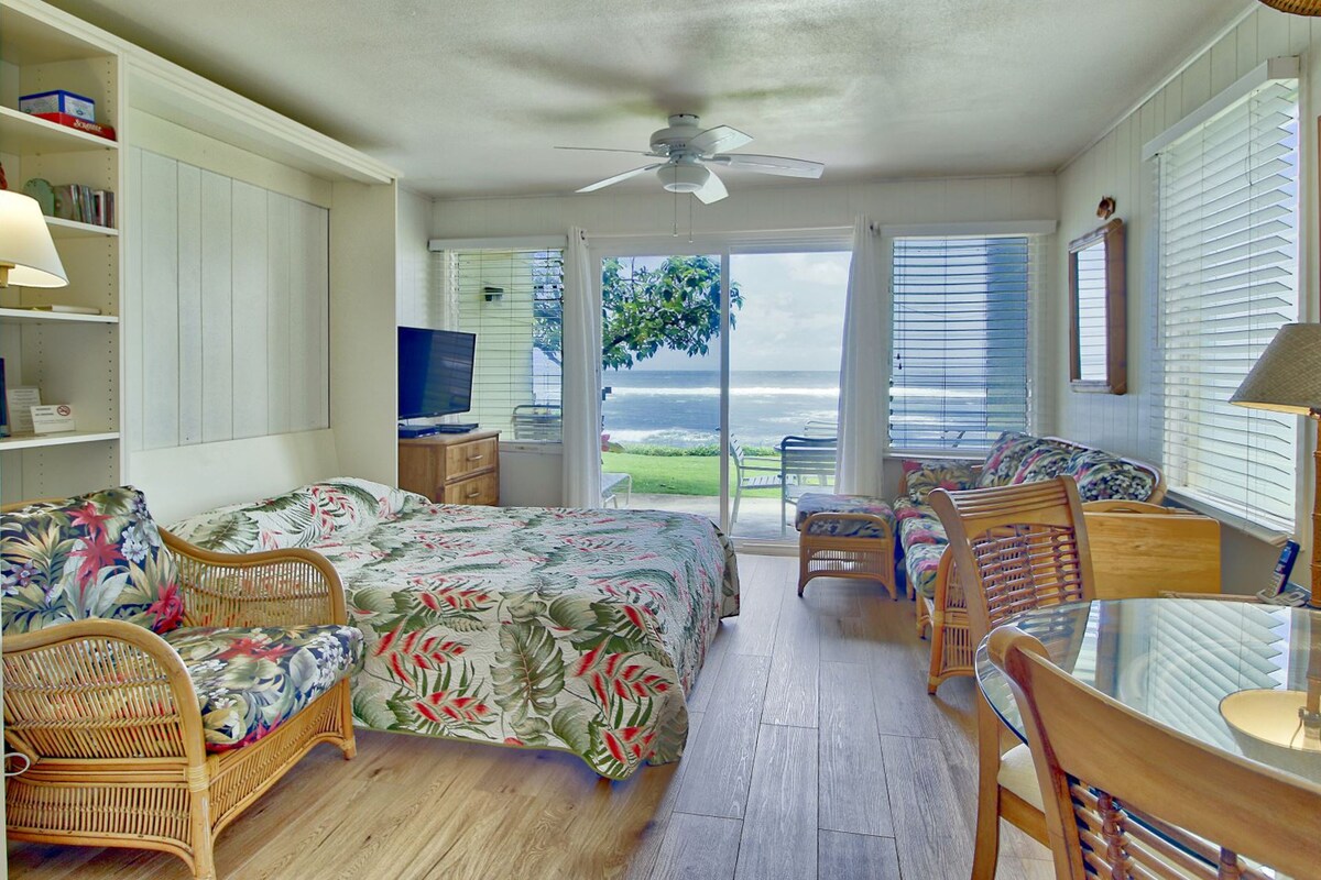 Oceanfront studio with patio, terrific views, full kitchen & outdoor pool