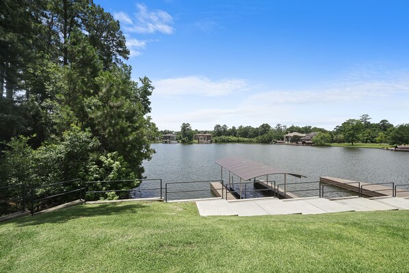 View of the private cove from the patio. 