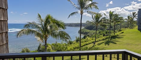 Sealodge E7 oceanfront view from lanai | Sealodge Princeville Ka - Sealodge E7 oceanfront view from lanai | Sealodge Princeville Kauai