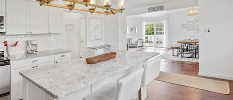 Kitchen View into Living & Dining Area