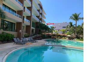 Third floor condo with 3,100 square feet overlooking pool with beach views.