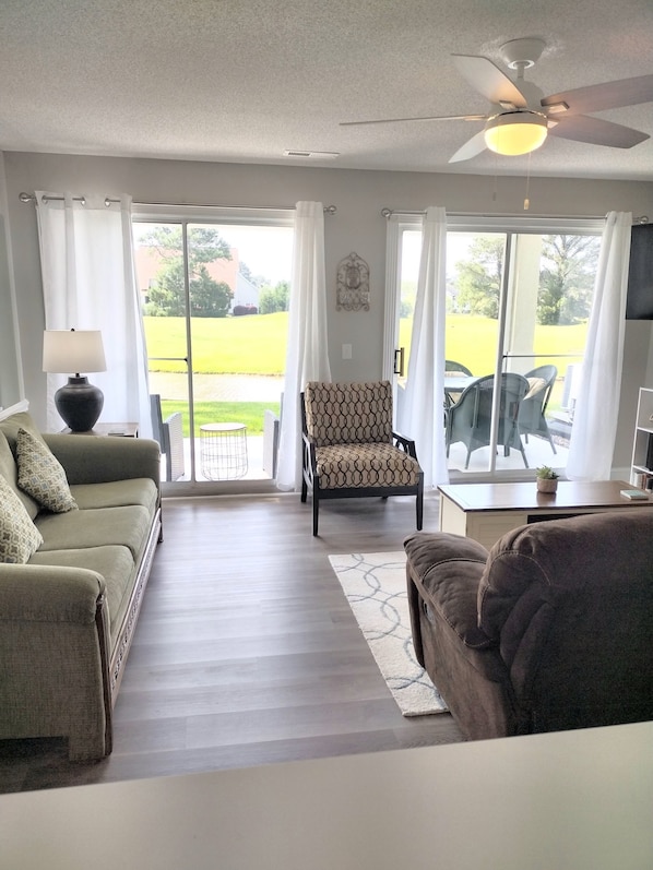 Comfy seating, spacious living room
