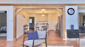 View from living room into kitchen