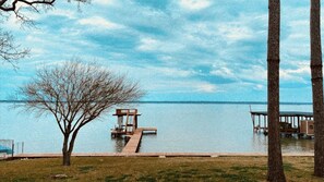 View of boat dock from the porch swing! 