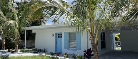 Front door to cottage with keyless entrance 