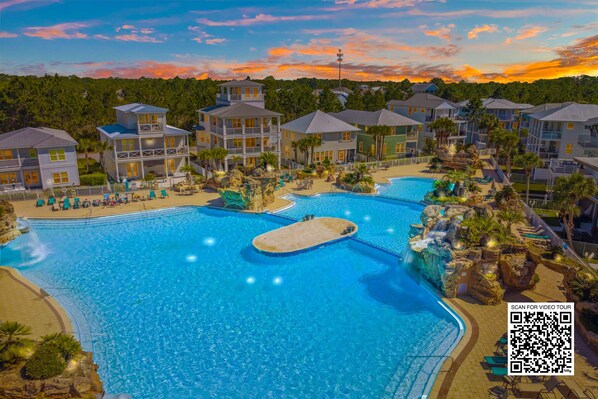5 min walk to a huge resort-style community pool with waterfalls & fountains.
