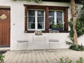 Blumentopf, Zimmerpflanze, Garten, Garten, Balkon, Holzbeize, Stuhl, Gartenmöbel, Farbe