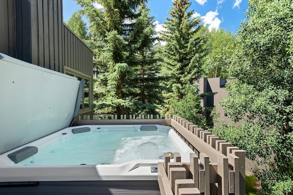 Your group will enjoy this amazing brand new private hot tub, located just off the main living area of the home.